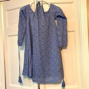 J.O.A sundress, women’s size S. Powder blue off the shoulder with tassel details